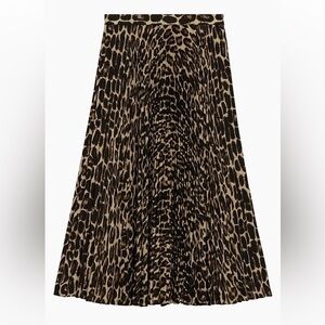 Theory Pleated Leopard Midi-Skirt - full length 33” brand new without tags Sz 12